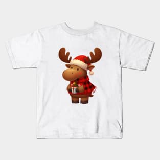 Cute Christmas Moose Kids T-Shirt